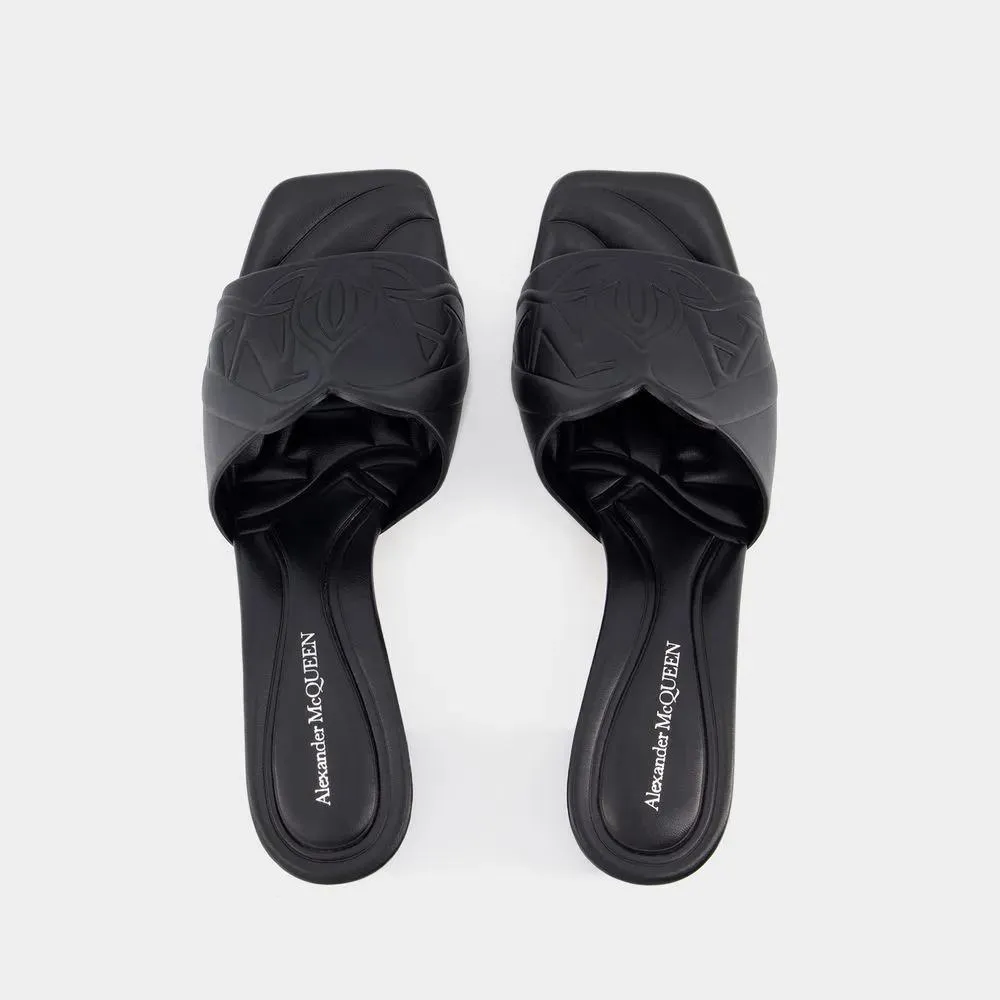   Alexander McQueen  Seal Heeled Sandals - Leather - Black Black  Sandale 