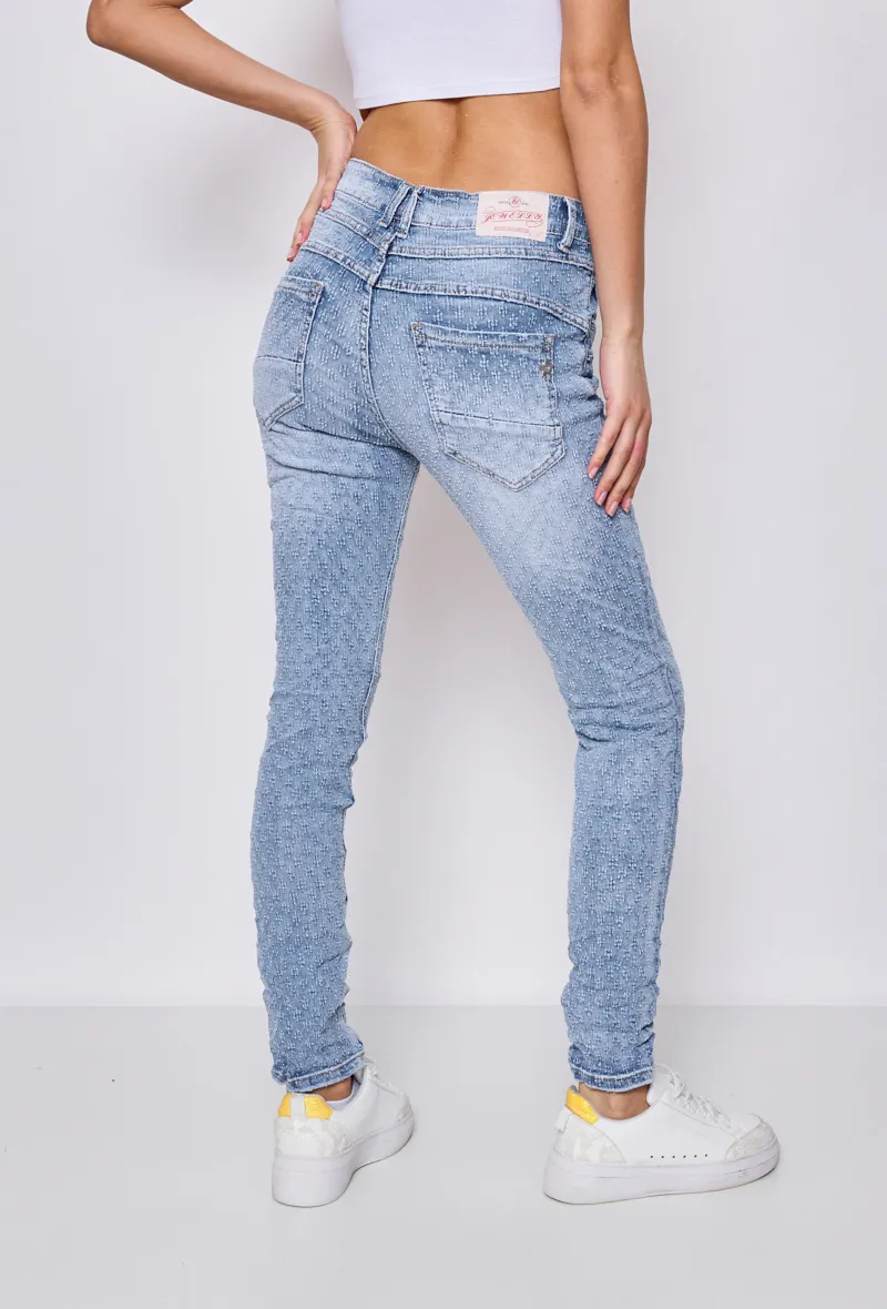 Baggy-Jeans aus Jacquard-Stoff mit 4 Knöpfen