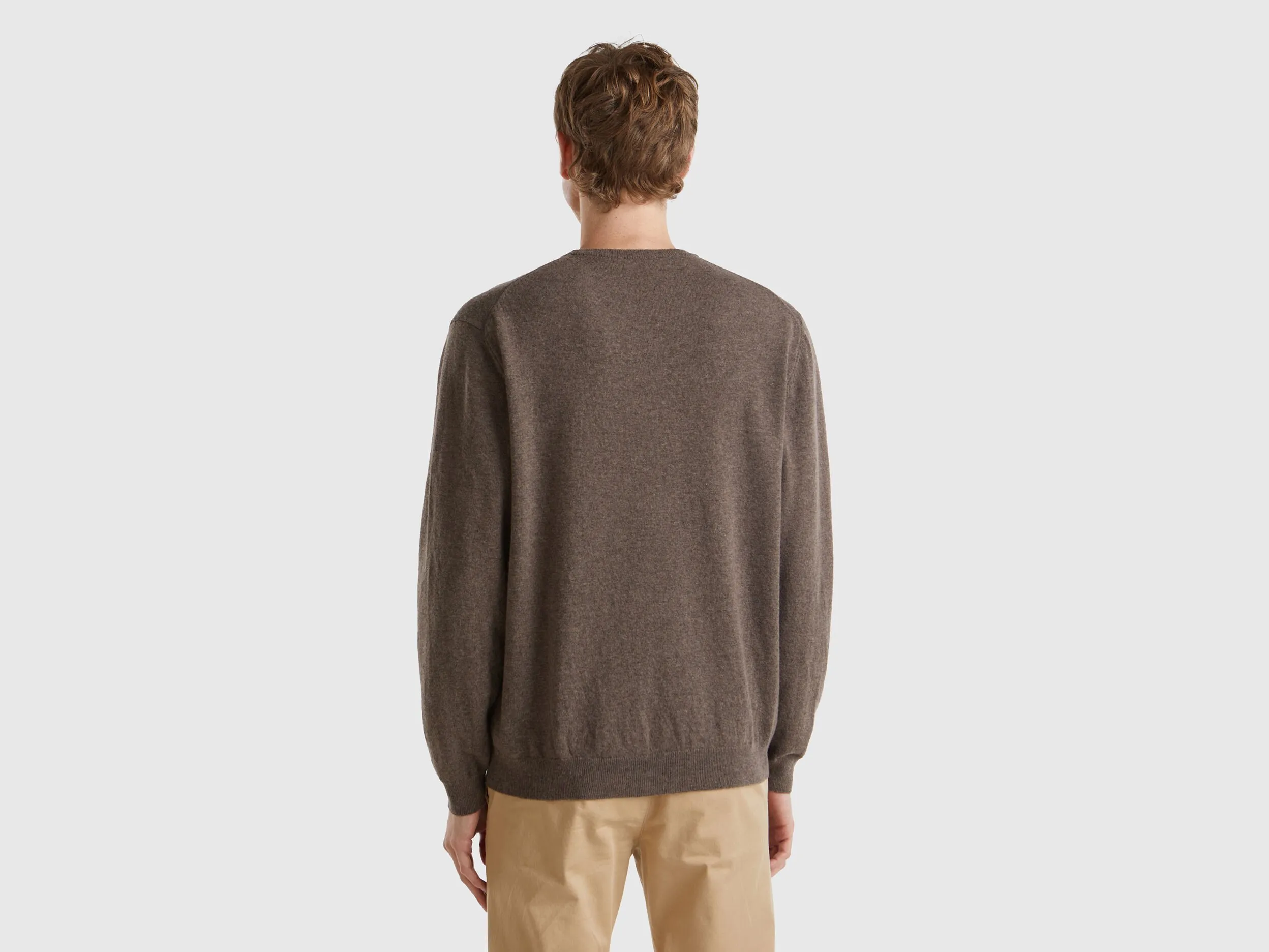 Dunkelbraun Pullover aus Merinowolle mit Rundausschnitt