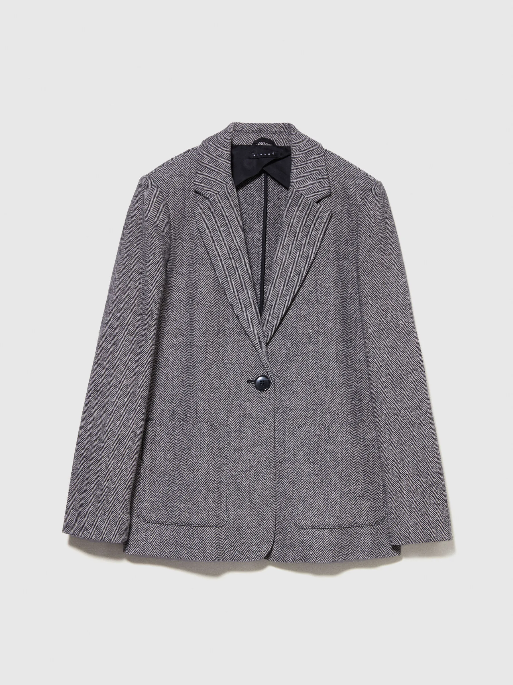Grauer Blazer aus Mischwolle, Grau 