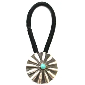 Haarband / Haargummi aus Sterling Silber - Old Style Navajo, Turquoise II