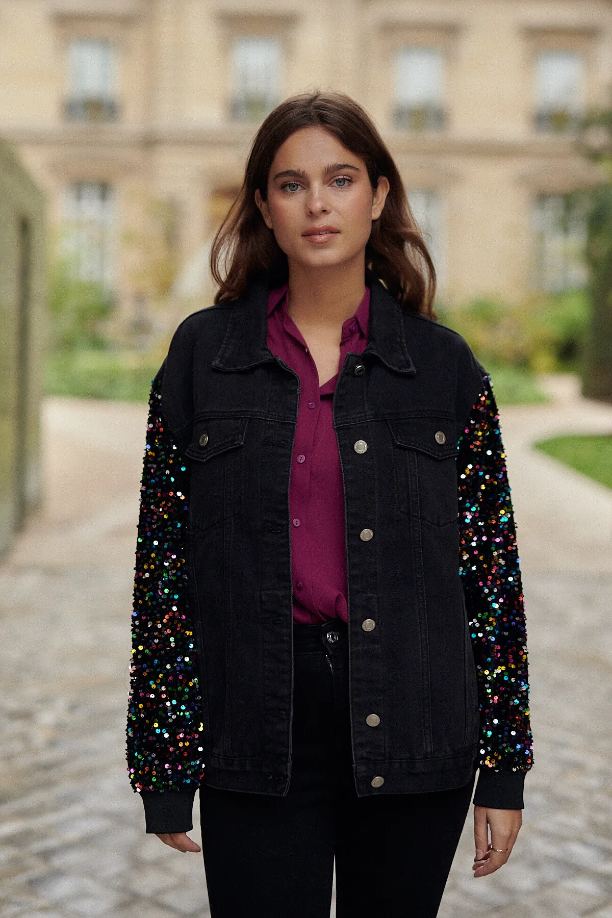Jacke aus zwei Materialien