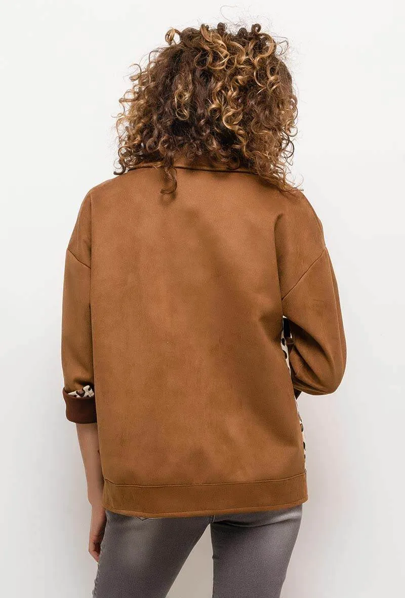 Jacke mit Leoparden-Wildledereffekt