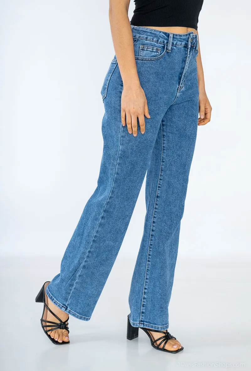 Jeans mit weitem Bein und hoher Taille