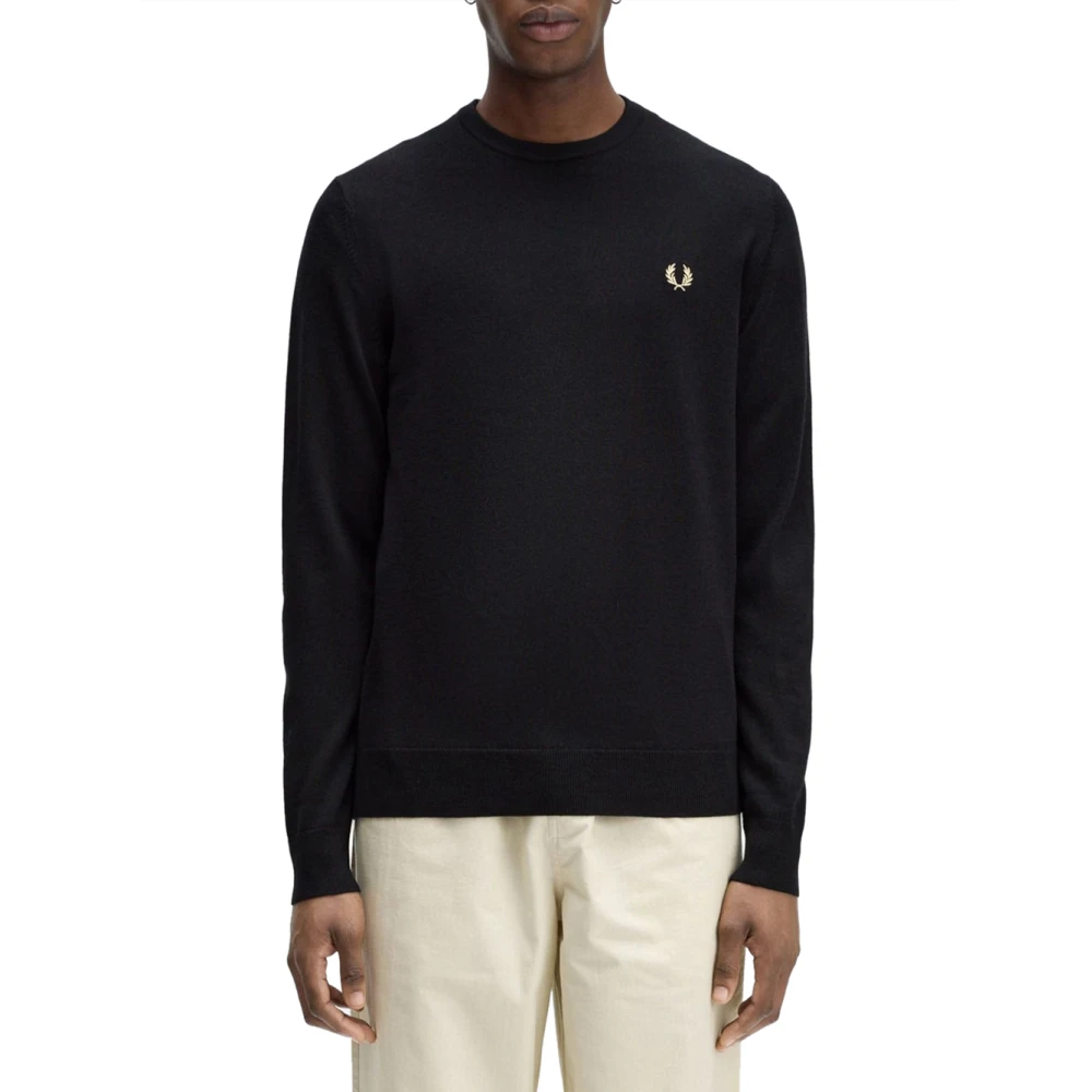 Klassischer Rundhalsausschnitt Pullover Schwarz