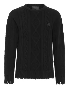 Lambswool Pullover Round Neck LS Skull&Bones