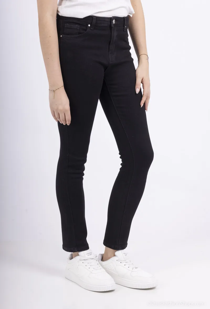Schwarze, schmale, gerade Stretch-Push-up-Jeans