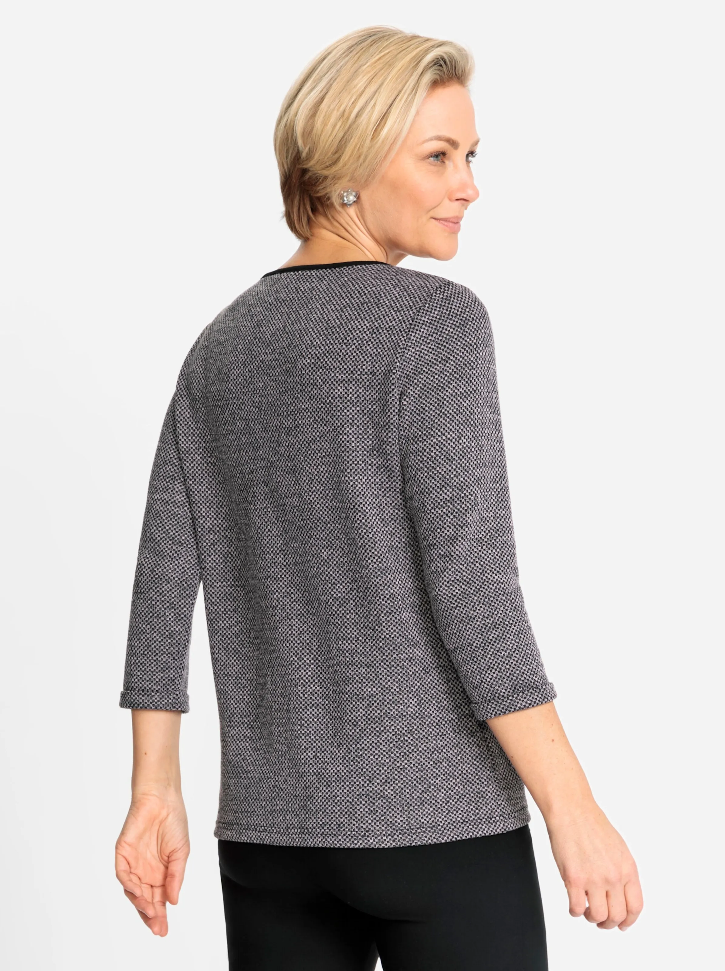 Shirt in mauve-schwarz-gemustert