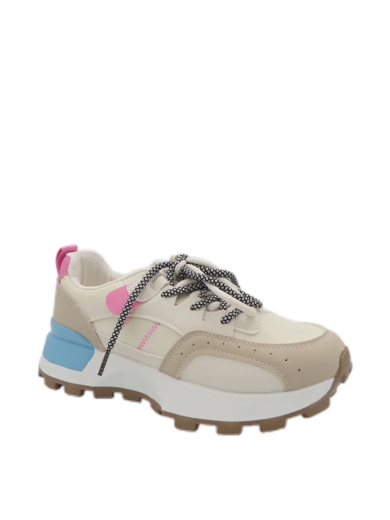 Sneaker mit dicker Sohle und doppelter Schnürung